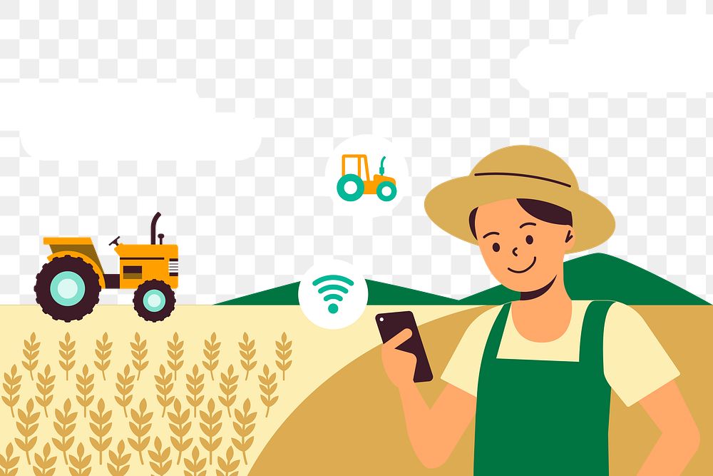 Smart farming sensor system png digital agricultural technology  transparent background
