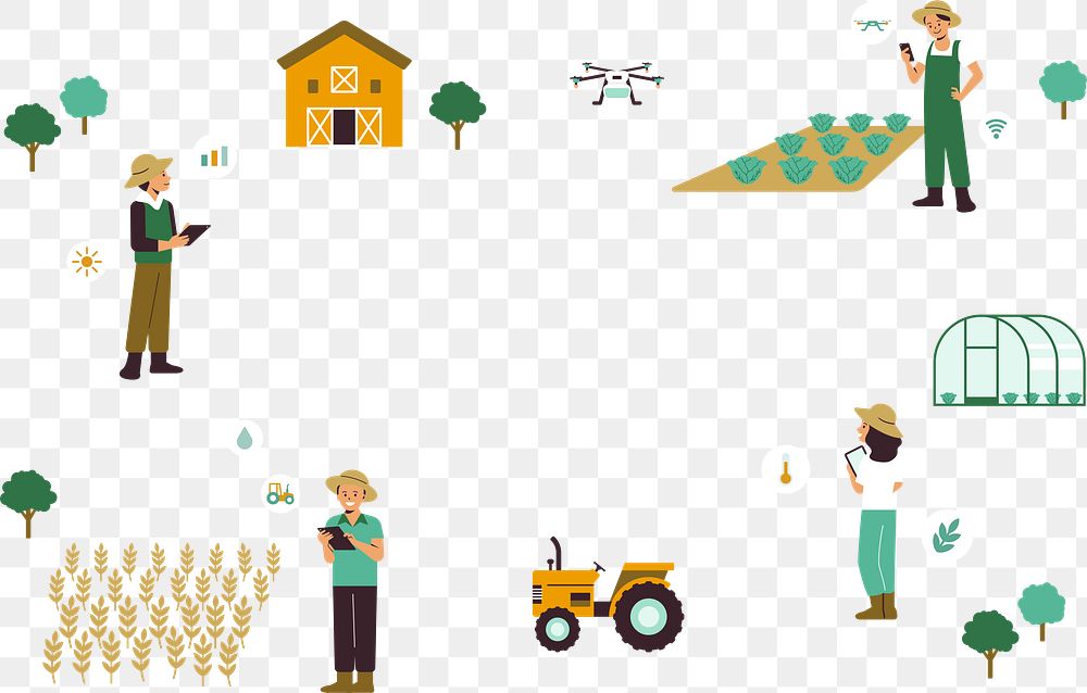Smart farming community png precision agriculture transparent background