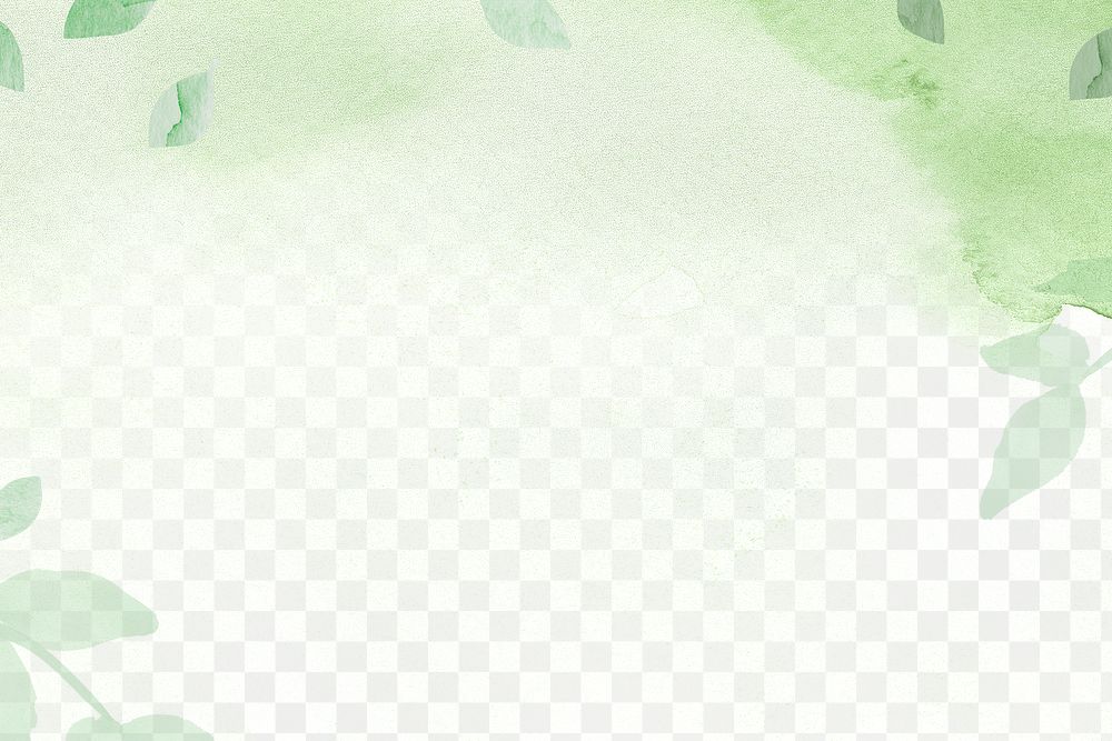 Png environment background with leaf border in watercolor illustration     