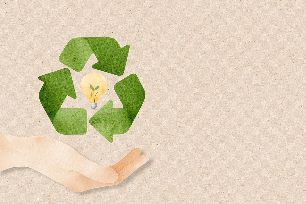 Png recycle background with hand support sustainable idea watercolor              