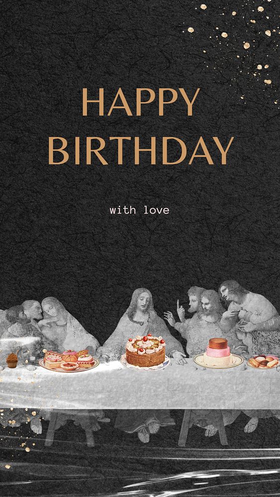 Last Supper Instagram story template, Leonardo da Vinci's famous artwork remixed by rawpixel.