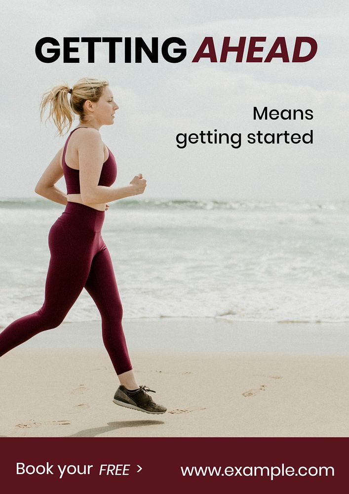 Jogging woman poster template, wellness ad