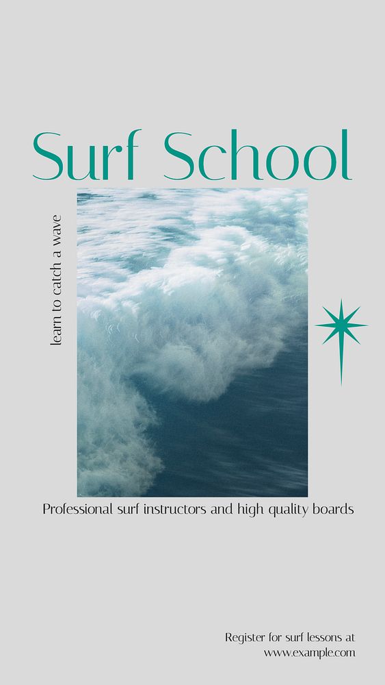 Surf school Instagram story template, editable design