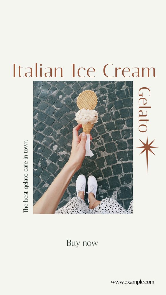 Gelato ice cream Instagram story template, editable design