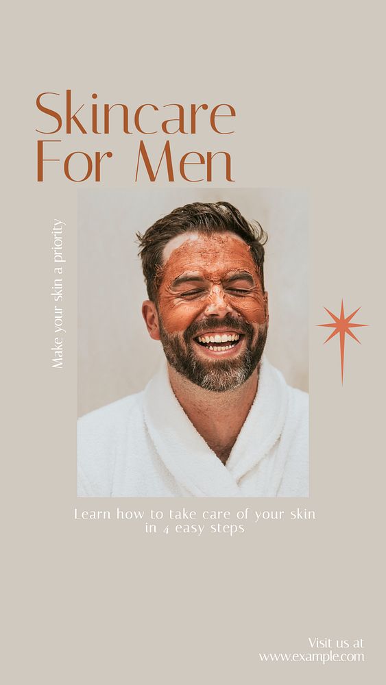 Men's skincare Instagram story template, editable design