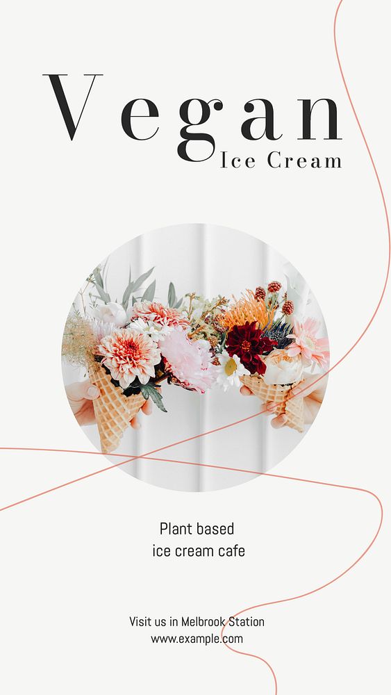 Vegan ice cream Instagram story template, editable design