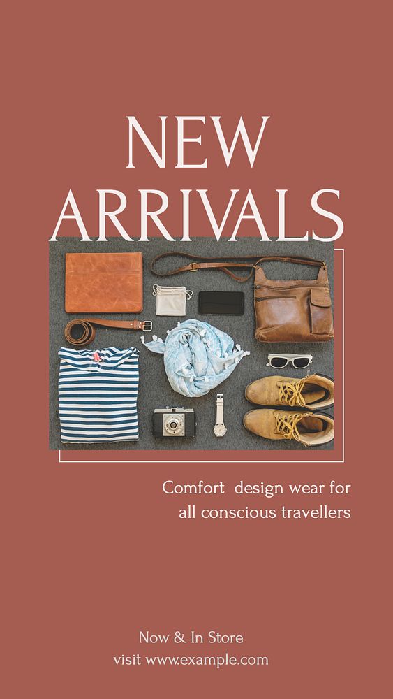 Travel wear new arrival Instagram story template, editable design