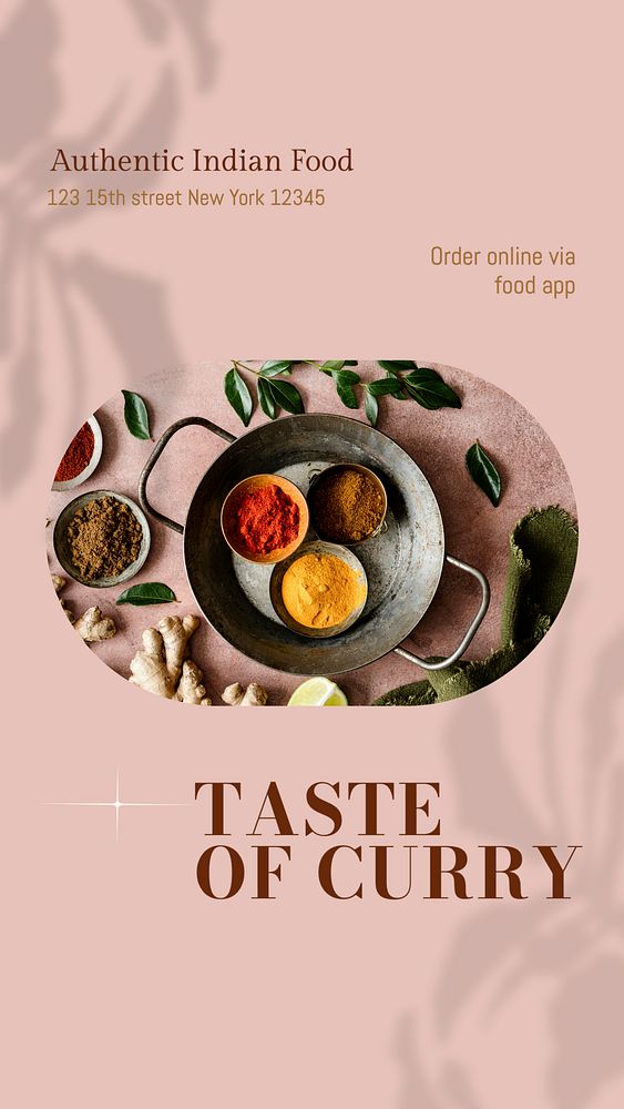 Indian restaurant Instagram story template, editable design