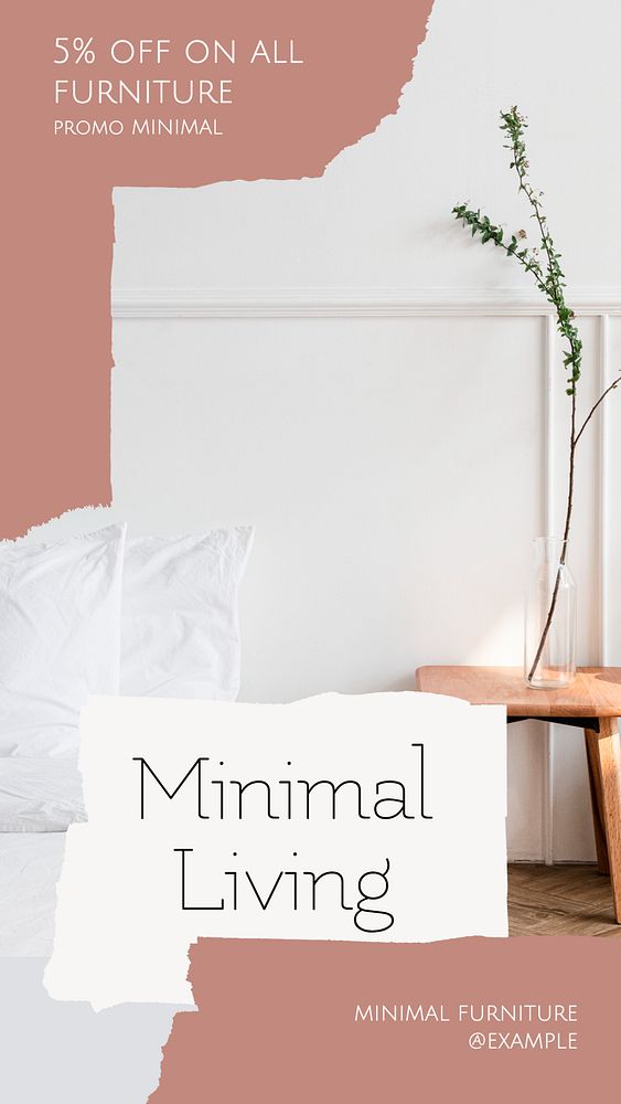 Minimal living Instagram story template, editable design