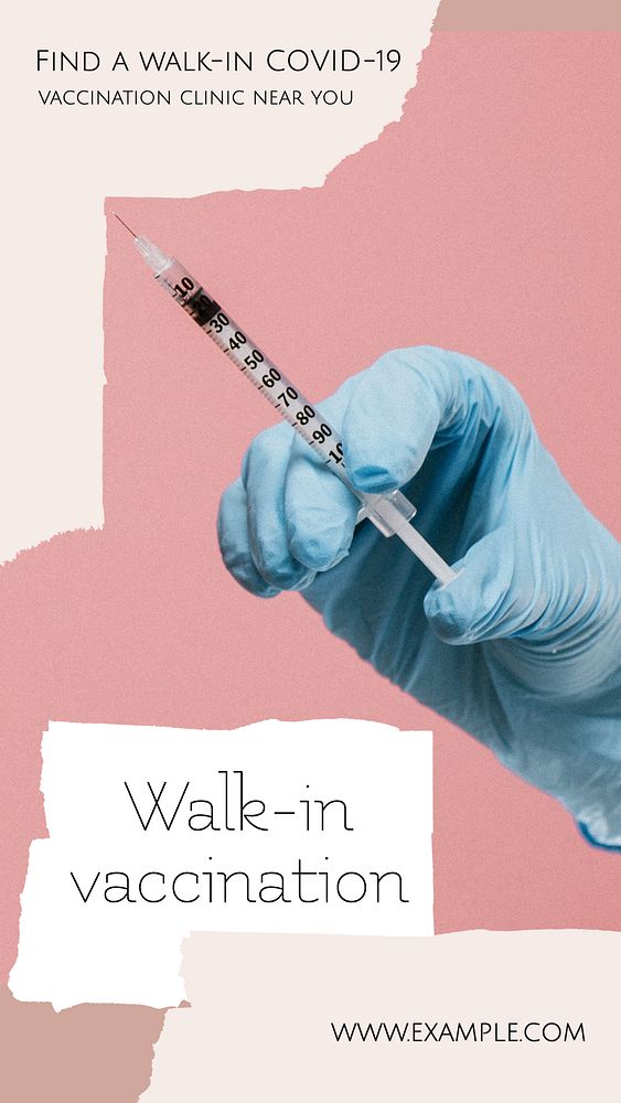 Walk-in vaccination Instagram story template, editable design