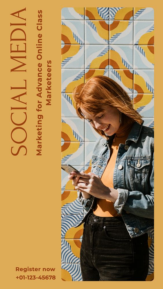 Social media course Instagram story template, editable design