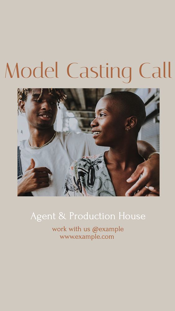 Model casting call Instagram story template, editable design