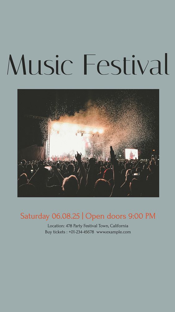 Music festival Instagram story template, editable design