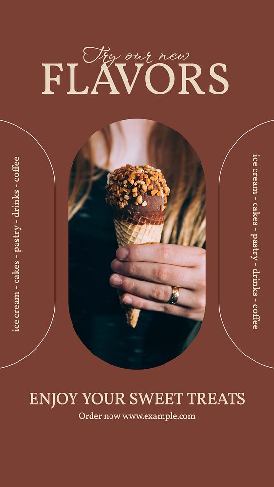 Sweet flavors Instagram story template, editable design