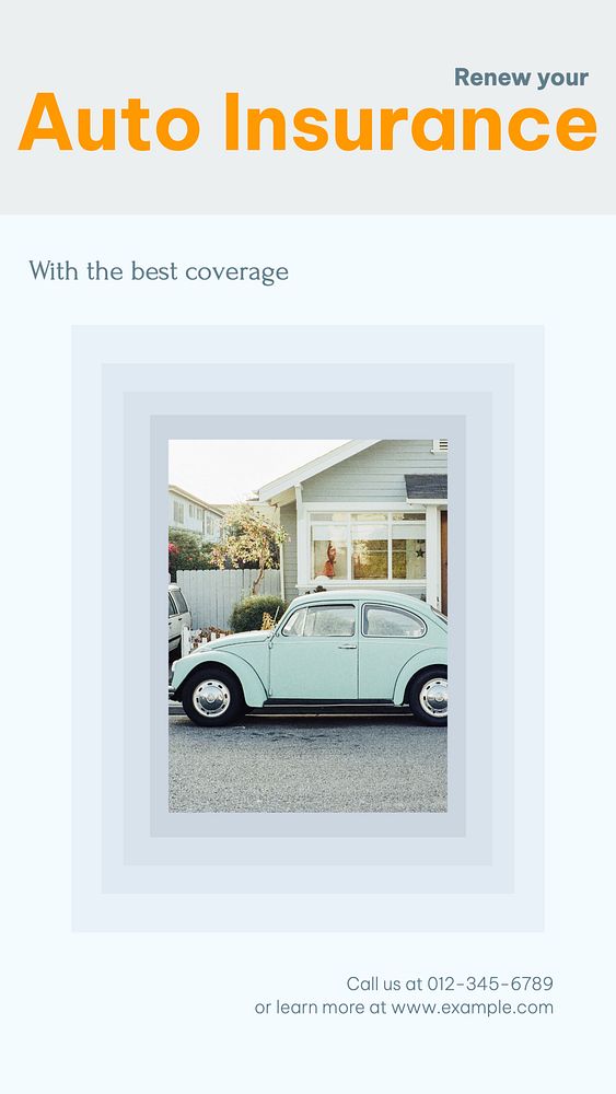 Auto insurance Instagram story template, editable design