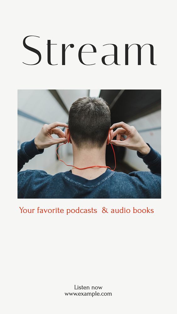 Podcasts & audio book Instagram story template, editable design