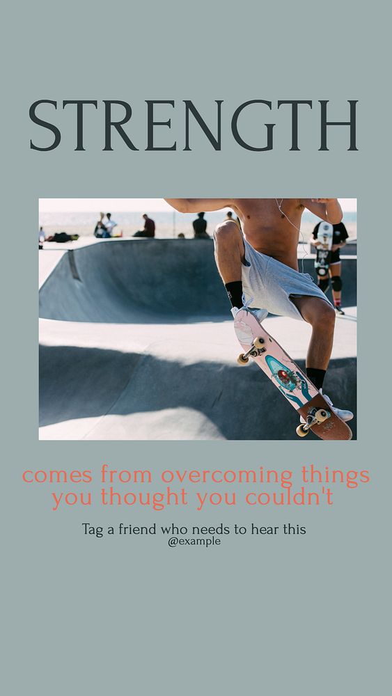 Strength quote Instagram story template, editable design