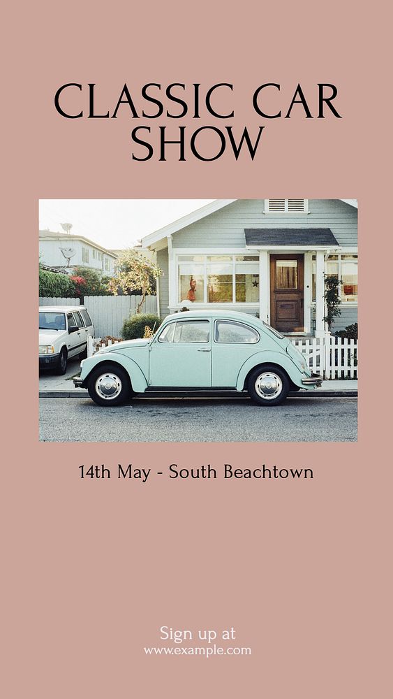 Classic car show Instagram story template, editable design