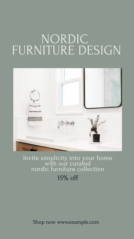 Nordic furniture shop Instagram story template, editable design