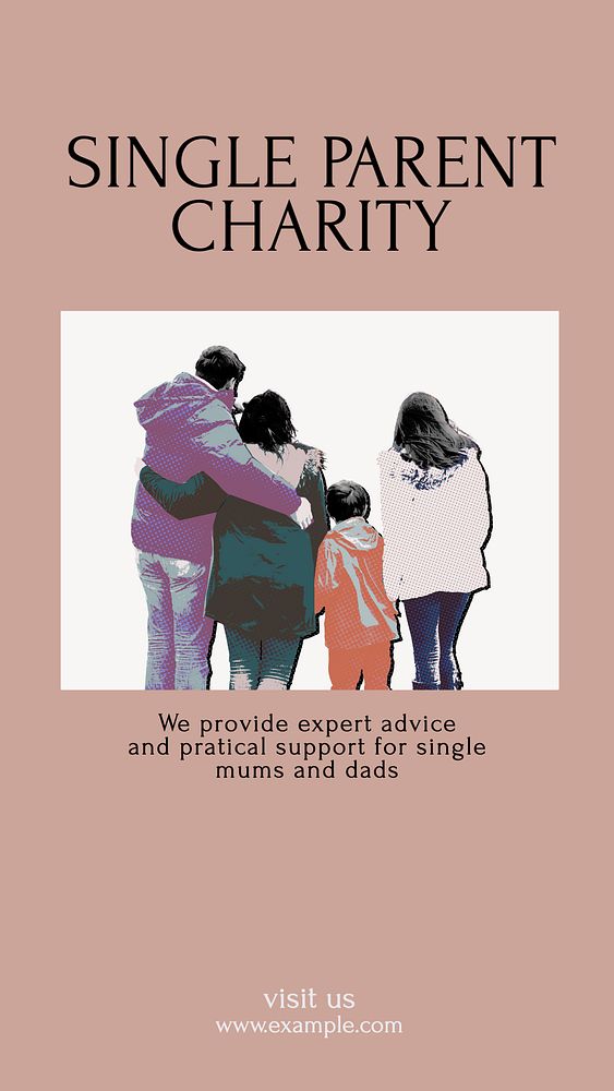 Charity for single parent families Instagram story template, editable design