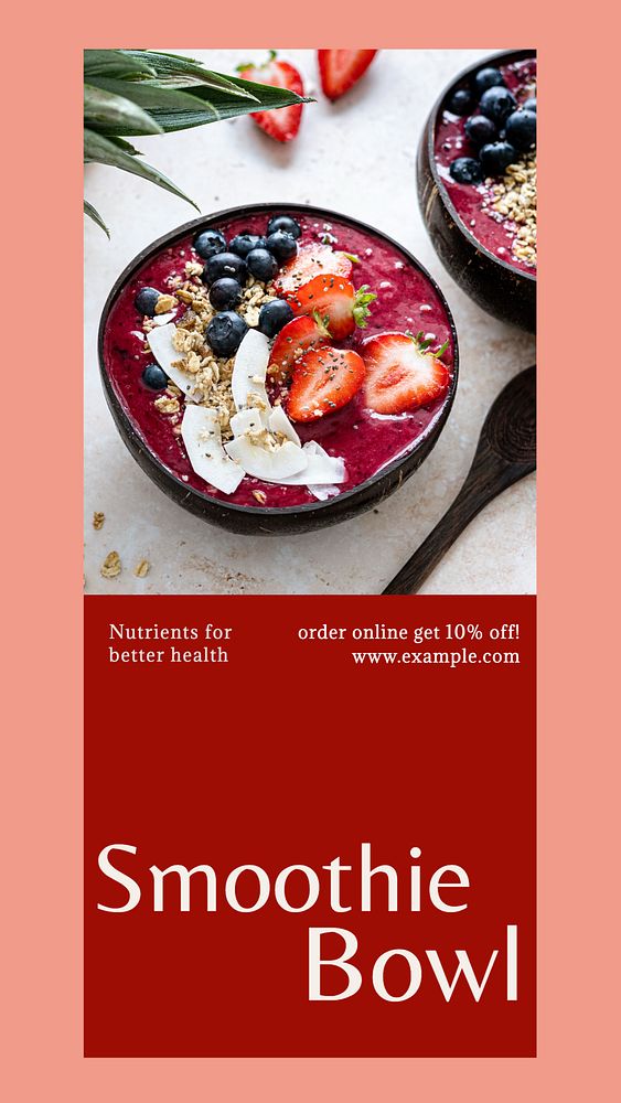 Smoothie bowl Instagram story template, editable design