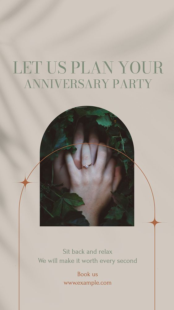 Anniversary party planner Instagram story template, editable design