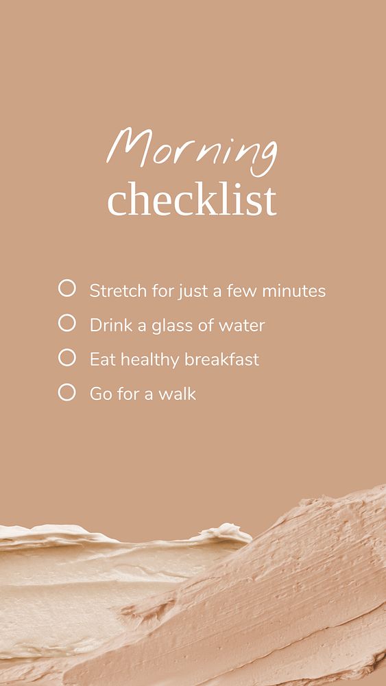 Editable instagram story template with morning checklist to engage with your audience 