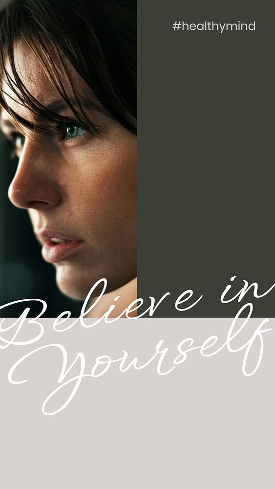 Inspirational wellness Instagram story template, believe in yourself quote