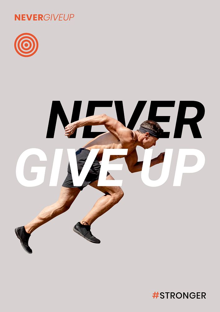 Never give up poster template, sports aesthetic