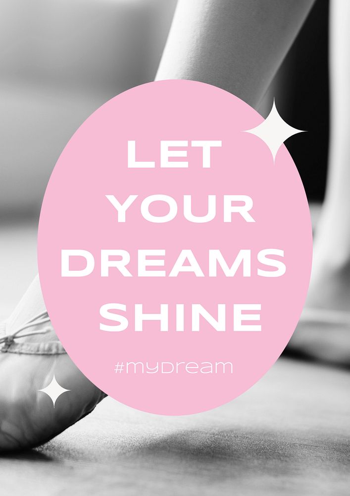 Ballerina aesthetic poster template, motivational quote