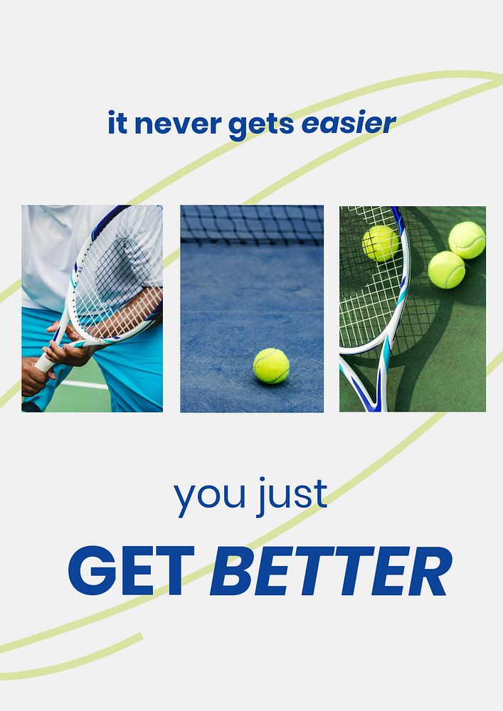 Motivational sports poster template, tennis photo