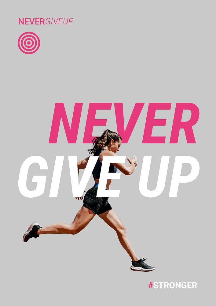 Never give up poster template, sports aesthetic