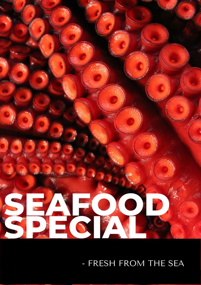 Seafood restaurant poster template, promotional ad