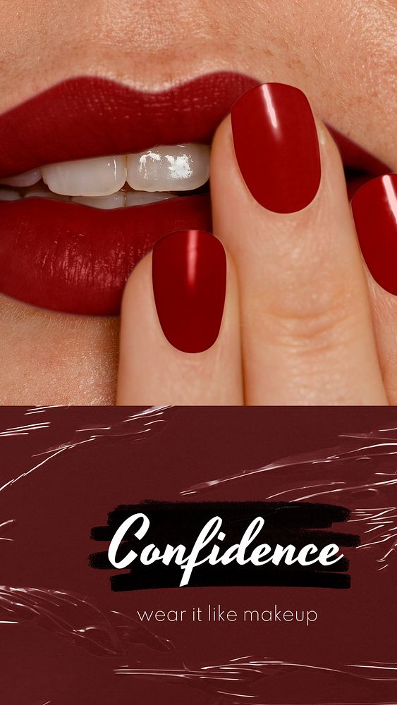 Red lips Instagram story template, confidence text