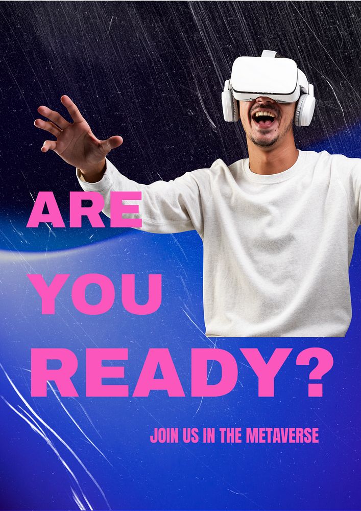 VR Metaverse poster editable template, technology ad