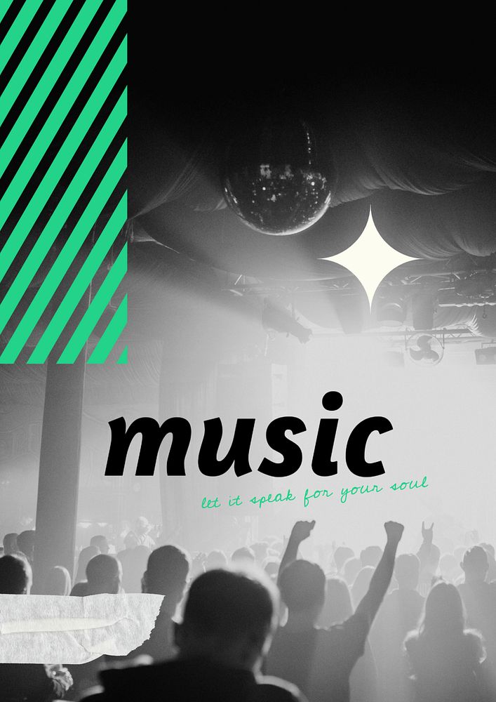 Music, concert poster editable template, let it speak for your soul quote
