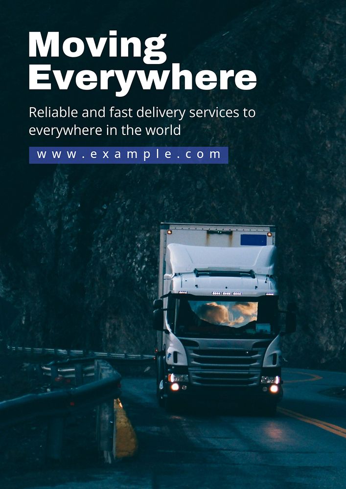 Moving services poster template,  logistics editable design