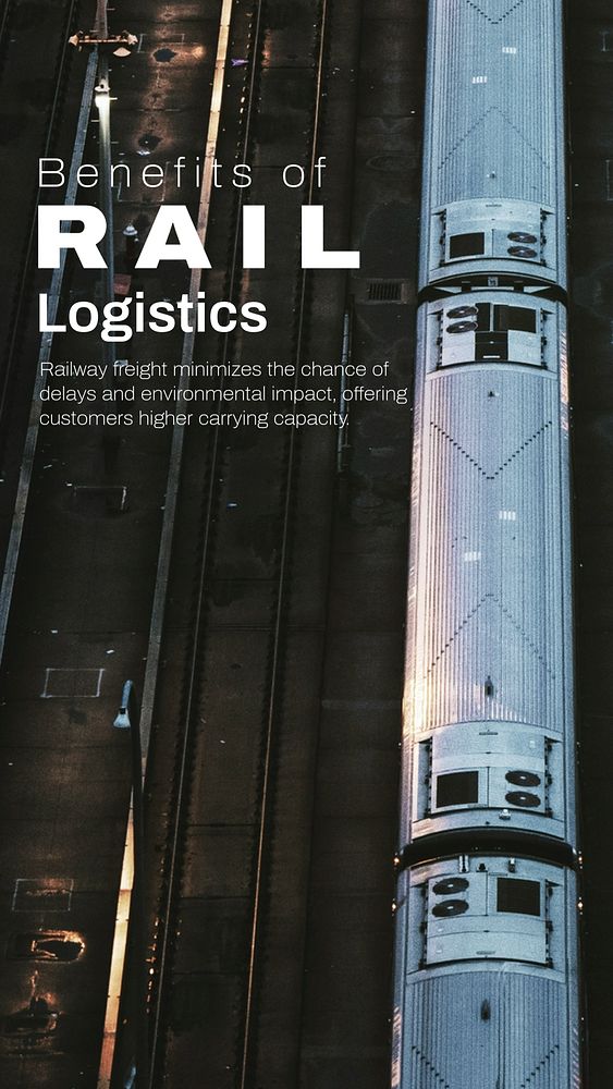 Rail logistics Instagram story template, industry editable design