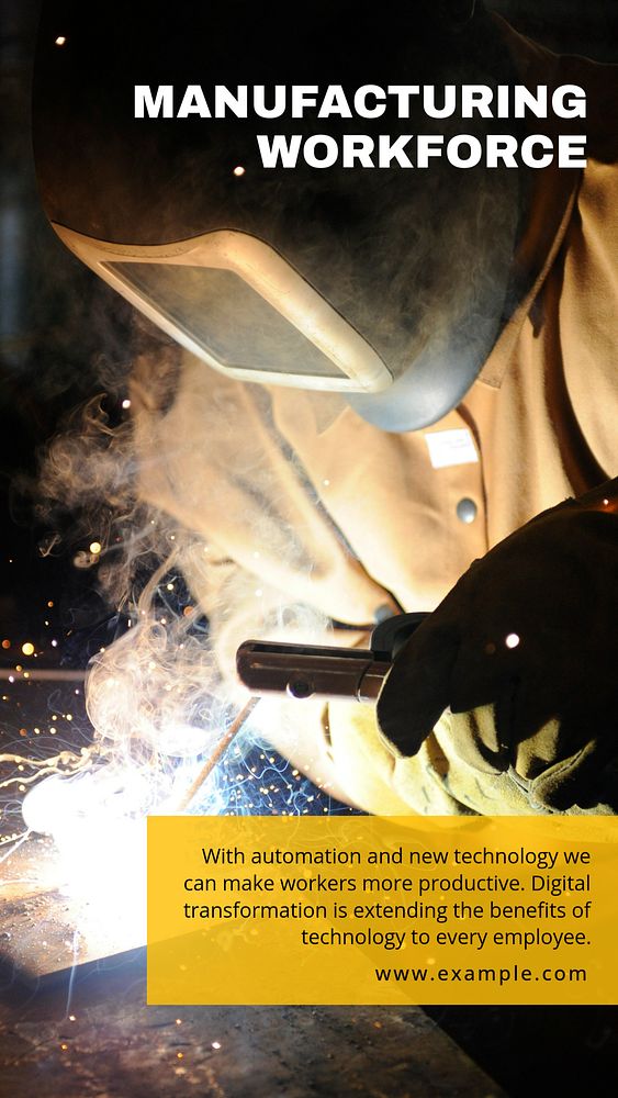 Manufacturing workforce Facebook story template, industry editable text