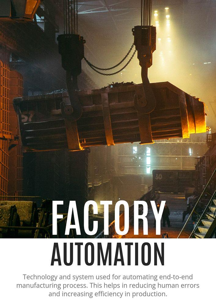 Factory automation poster template,  editable industry design 