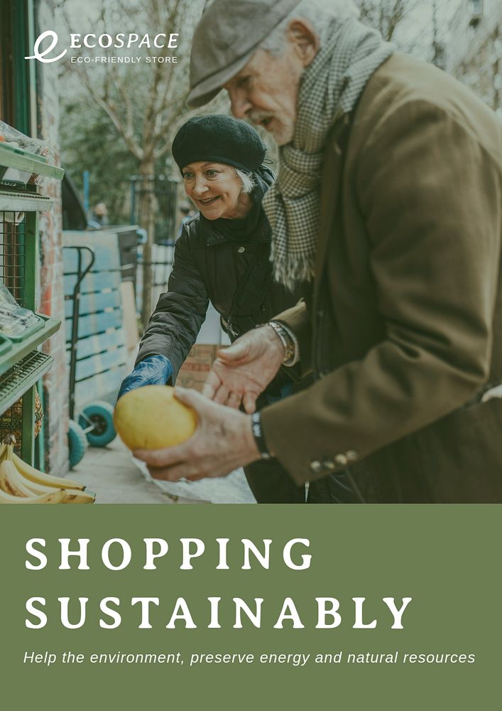 Eco friendly store poster template, editable design
