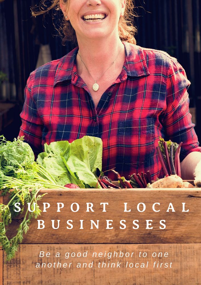 Support local business poster template, editable design