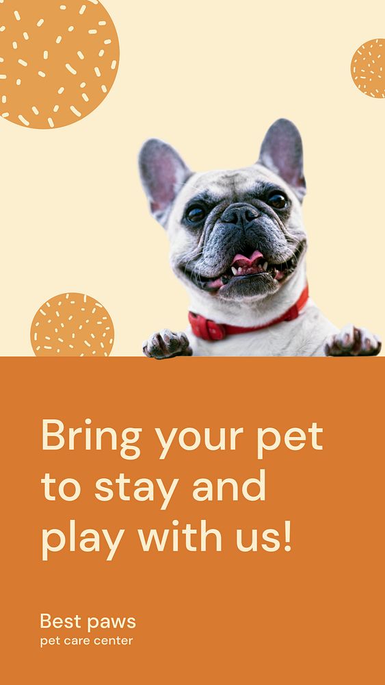 Dog care Instagram story template, editable text