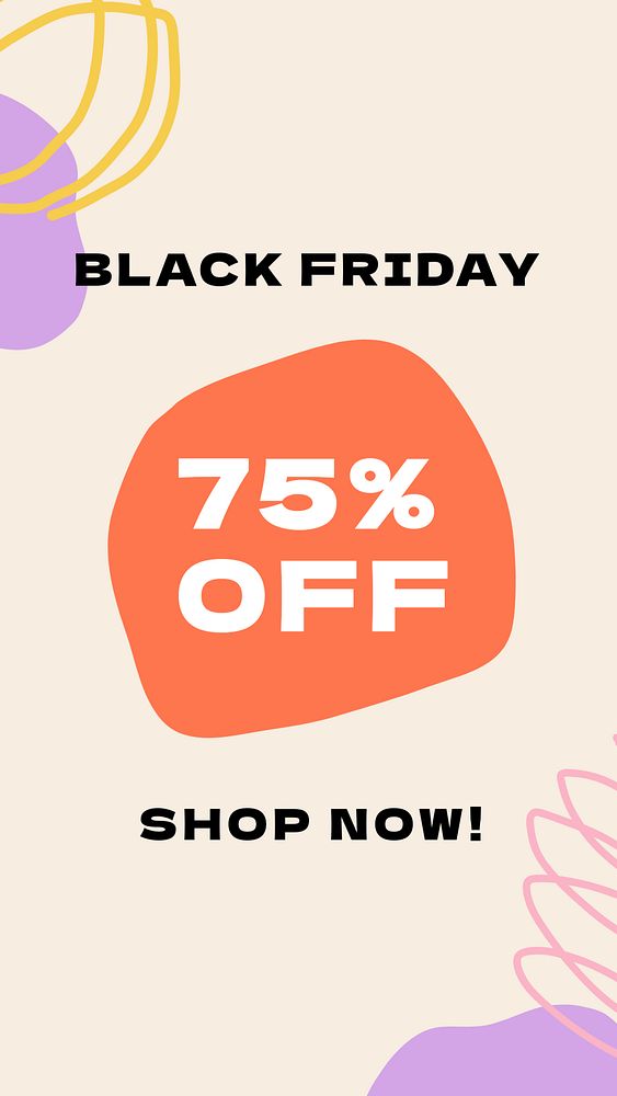 Black Friday Instagram story template, editable text on pastel design