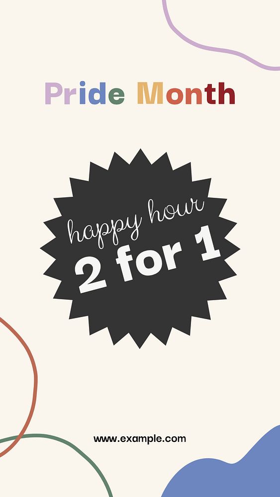 Pride month Facebook story template, editable Memphis design