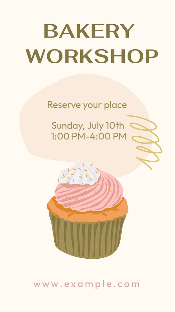 Bakery workshop Facebook story template, editable Memphis design