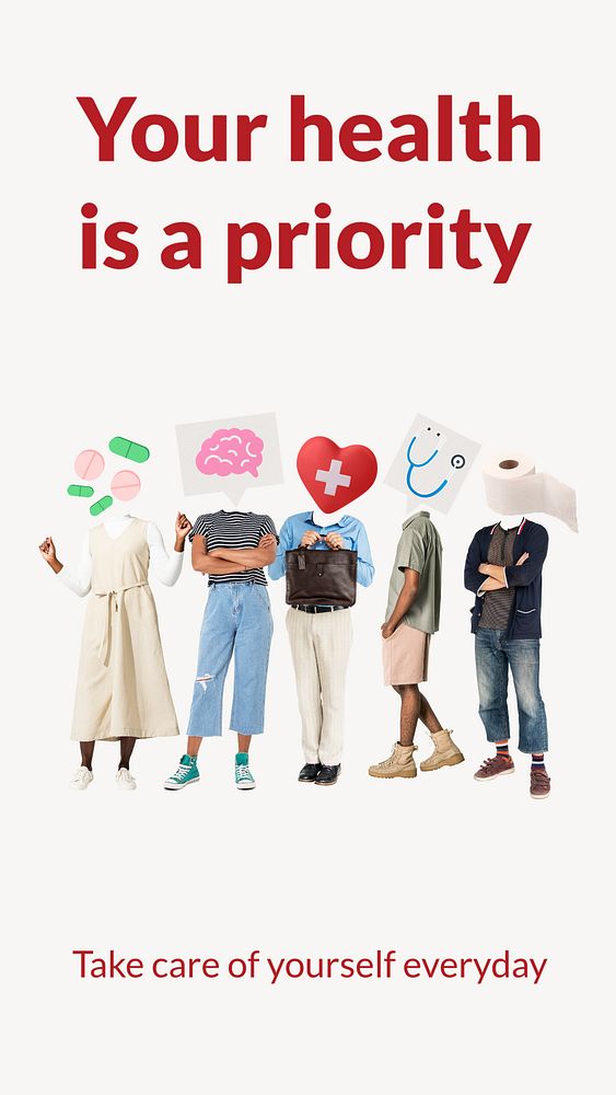 Health Instagram story template, wellness remixed media