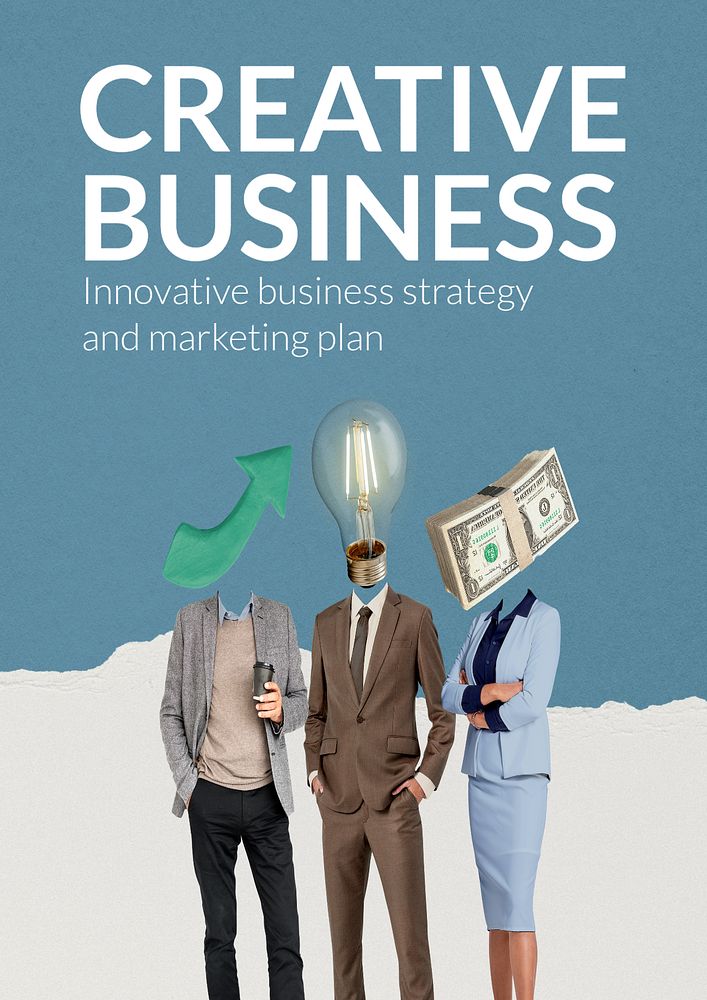 Creative business poster template, surreal head remixed media