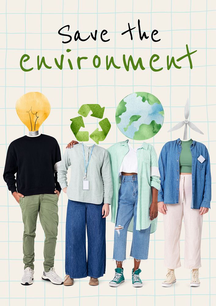 Environment poster template, save the world remixed media 