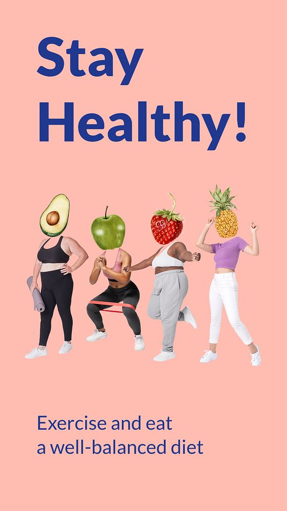 Stay healthy Instagram story template, wellness remixed media 